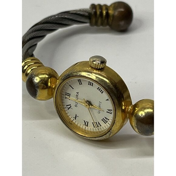 Sukura Quartz Womens Watch Twisted Cable Band Silver Gold Tone Not Working - Picture 9 of 13